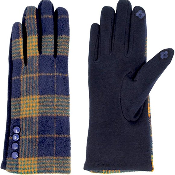 Black Button Plaid Smart Gloves Fleece Lined Smart Touch Text Friend - Picture 7 of 9